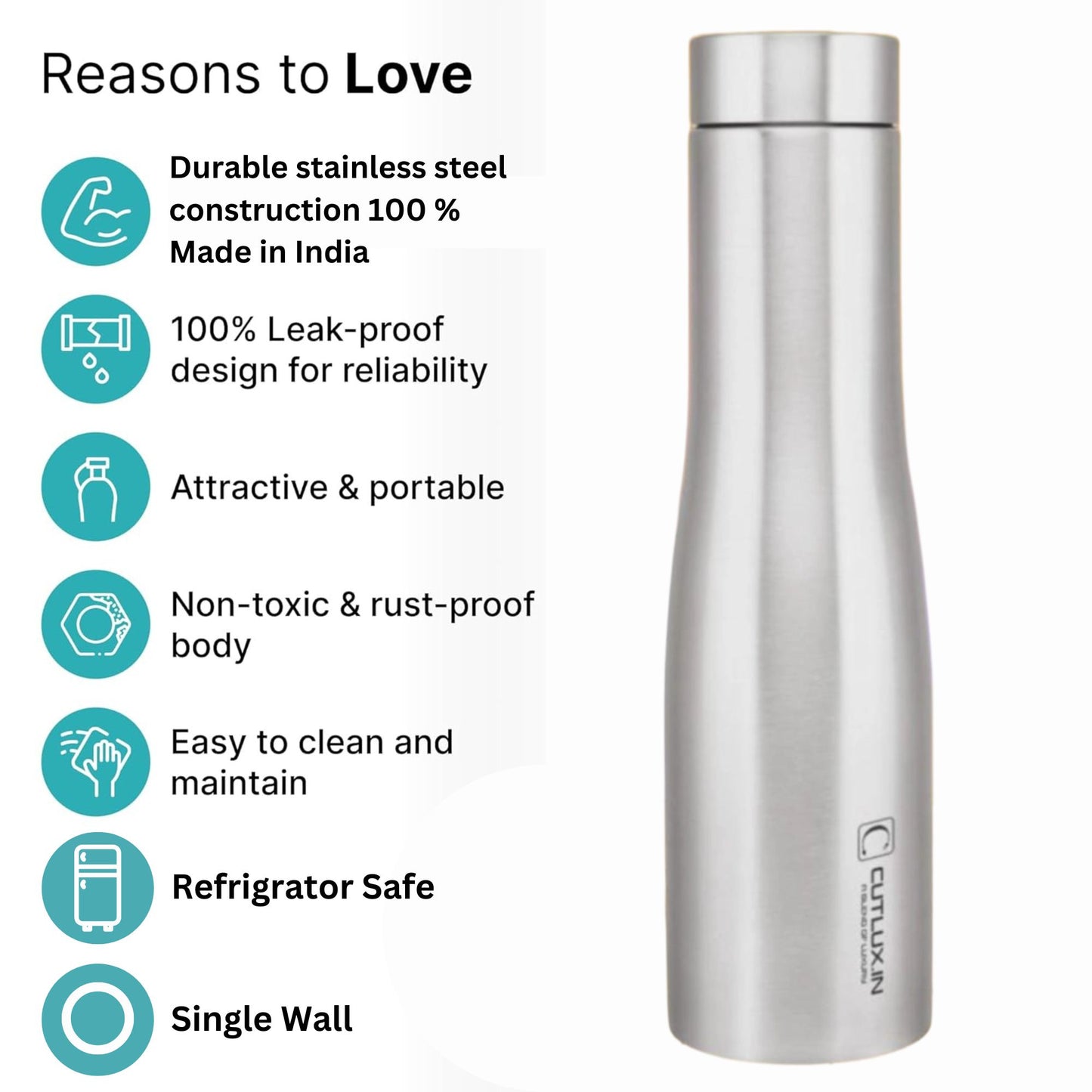 Cutlux 1000ml 3 Piece Multipurpose Stainless Steel Water Bottle (Shrine)