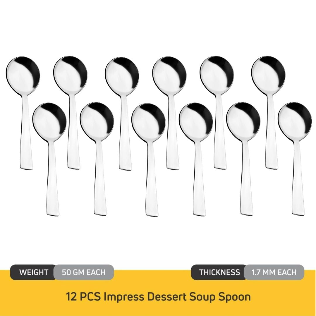 Cutlux Premium Stainless Steel Spoons Round Spoons, Heavy-Weight Soup Spoons Spoon Set